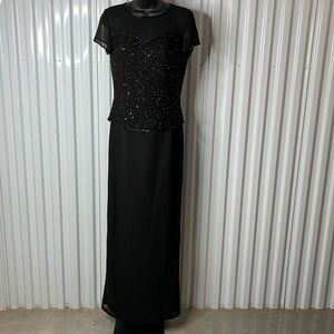 J.M.D New York Elegant Vintage Black Long Evening Dress. Preowned